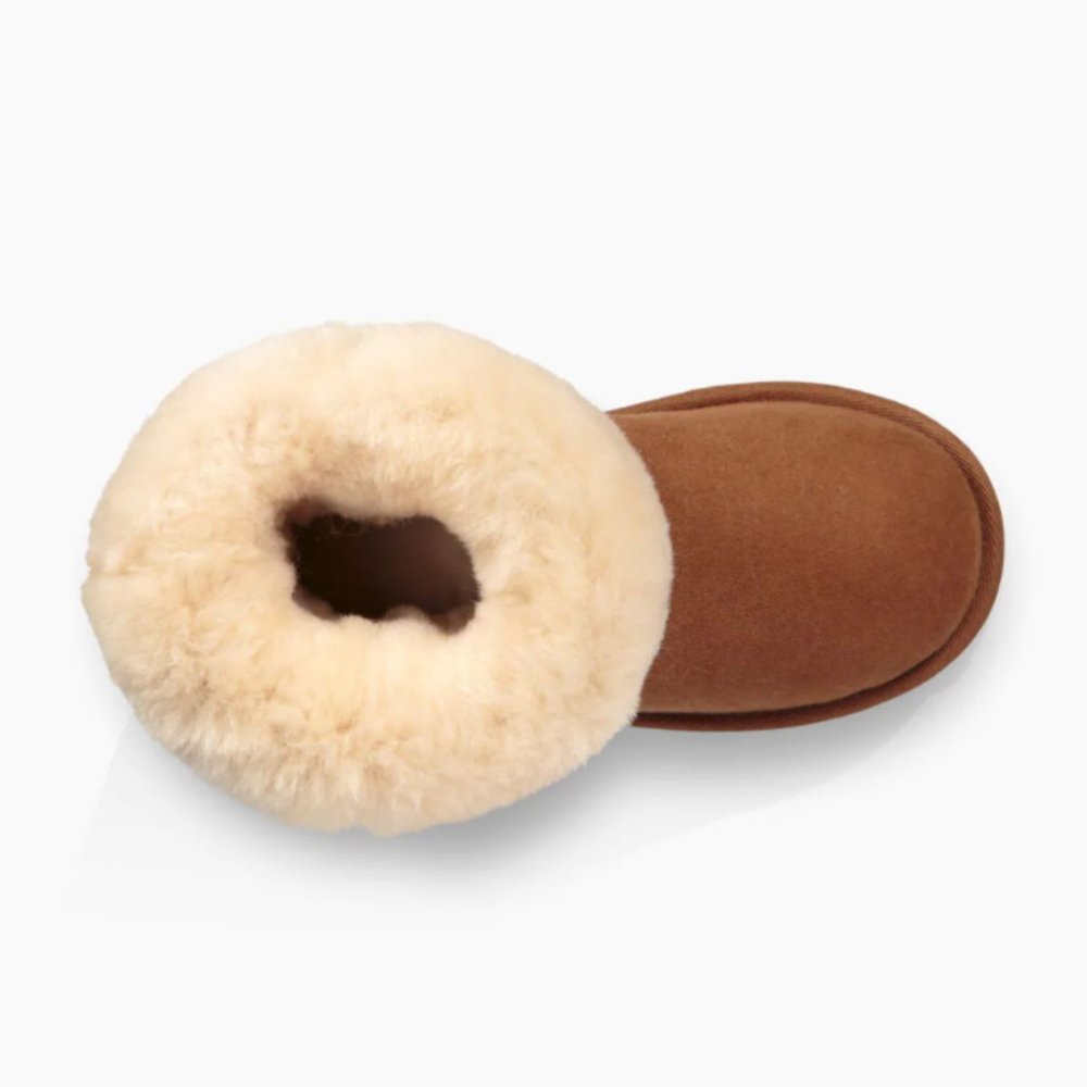NEW UGG Kid Youth Classic II Short Chestnut Sheepskin Fur Lined Mid Calf Boot - Picture 5 of 6